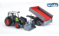 Bruder 02112 - Claas Nectis 267 F Traktor mit Frontlader und Bordwandanhänger
